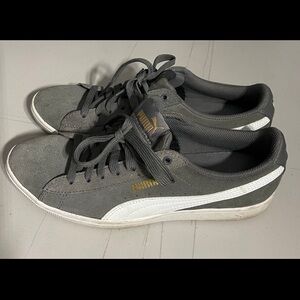 Puma Grey Suede Vikky Soft Foam Comfort Shoes - Womans 8.5